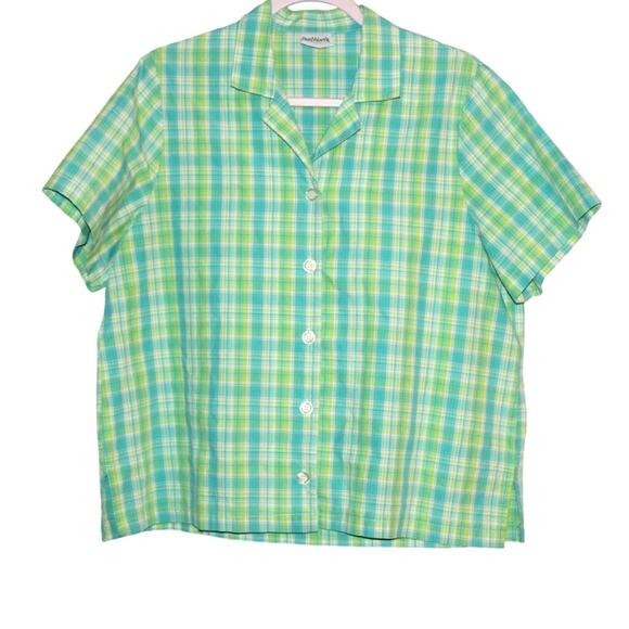 Bon Worth Vintage Button Down Stripped Short Sleeve Shirt - Picture 1 of 6